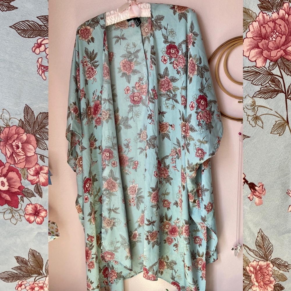 floral satin kimono shrug